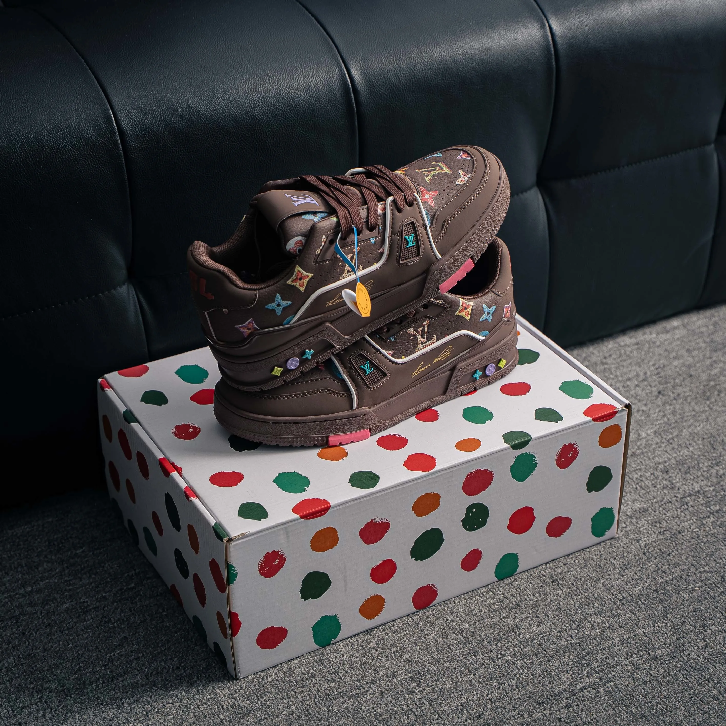 【 】 Louis Vuitton Trainer Sneaker Low Series Low-Top Retro Versatile Skate Shoes“ Virgil Abloh Retro Shoes ，